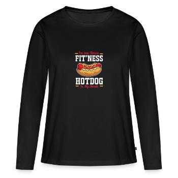 Hot Dog Snack - Women's Premium Organic Long Sleeve Shirt - black - Front - Julia (174cm)