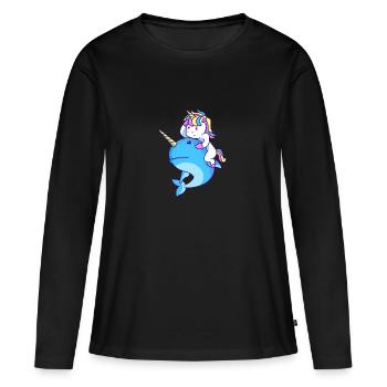 Narval - T-shirt manches longues Premium bio Femme - noir - Devant - Julia (174cm)