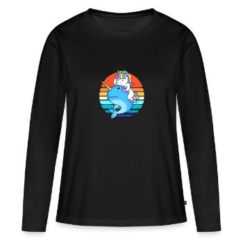 Narval - T-shirt manches longues Premium bio Femme - noir - Devant - Julia (174cm)