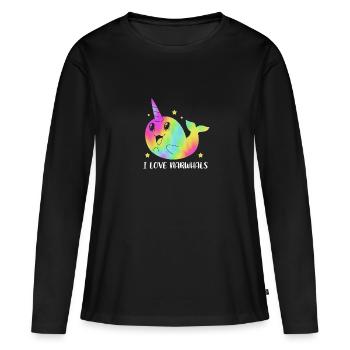 Narval - T-shirt manches longues Premium bio Femme - noir - Devant - Julia (174cm)