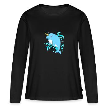 Narval - T-shirt manches longues Premium bio Femme - noir - Devant - Julia (174cm)