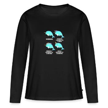 Narval - T-shirt manches longues Premium bio Femme - noir - Devant - Julia (174cm)