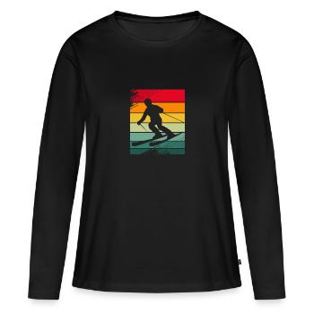 Ski Skiurlaub - Frauen Premium Bio Langarmshirt - Schwarz - Vorne - Julia (174cm)