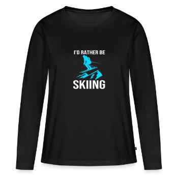 Ski Skiurlaub - Frauen Premium Bio Langarmshirt - Schwarz - Vorne - Julia (174cm)