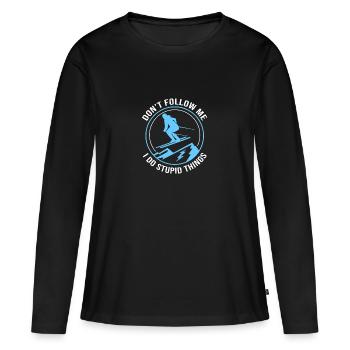 Ski Skiurlaub - Frauen Premium Bio Langarmshirt - Schwarz - Vorne - Julia (174cm)