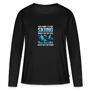 Ski Skiurlaub - Frauen Premium Bio Langarmshirt - Schwarz - Vorne - Julia (174cm)