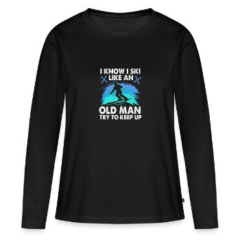 Ski Skiurlaub - Frauen Premium Bio Langarmshirt - Schwarz - Vorne - Julia (174cm)