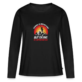 Ski Skiurlaub - Frauen Premium Bio Langarmshirt - Schwarz - Vorne - Julia (174cm)