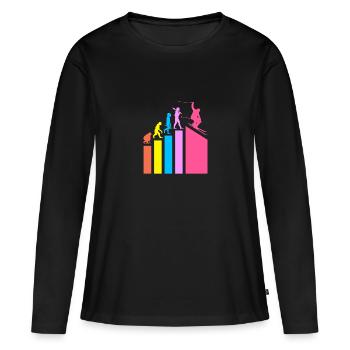 Ski Skiurlaub - Frauen Premium Bio Langarmshirt - Schwarz - Vorne - Julia (174cm)