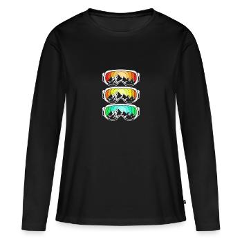 Ski Skiurlaub - Frauen Premium Bio Langarmshirt - Schwarz - Vorne - Julia (174cm)