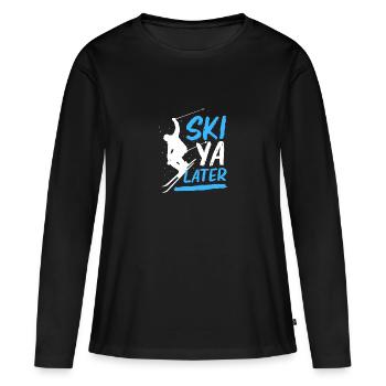 Ski Skiurlaub - Frauen Premium Bio Langarmshirt - Schwarz - Vorne - Julia (174cm)