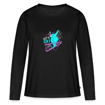 Ski Skiurlaub - Frauen Premium Bio Langarmshirt - Schwarz - Vorne - Julia (174cm)