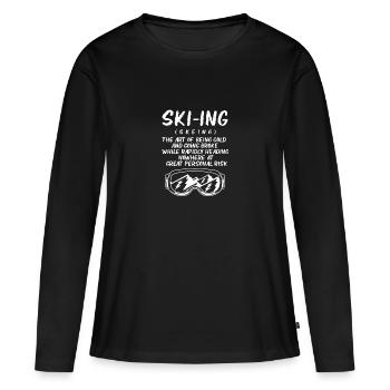 Ski Skiurlaub - Frauen Premium Bio Langarmshirt - Schwarz - Vorne - Julia (174cm)