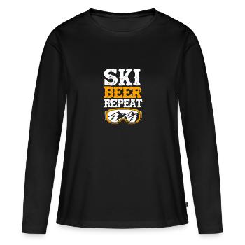 Ski Skiurlaub - Frauen Premium Bio Langarmshirt - Schwarz - Vorne - Julia (174cm)