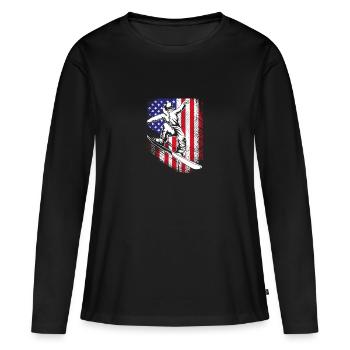Snowboard Snowboard Vacances snowboard Snowboarders - T-shirt manches longues Premium bio Femme - noir - Devant - Julia (174cm)