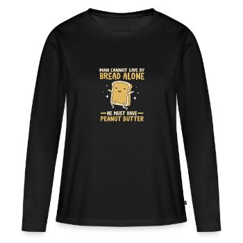 Pâte d’arachide - T-shirt manches longues Premium bio Femme - noir - Devant - Julia (174cm)