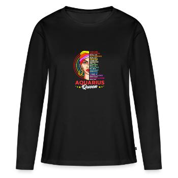 Sternzeichen Wassermann - Frauen Premium Bio Langarmshirt - Schwarz - Vorne - Julia (174cm)