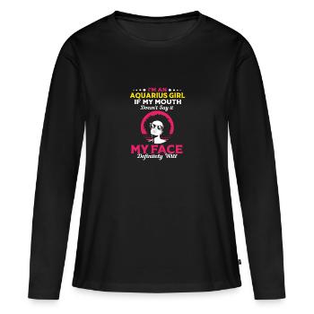 Sternzeichen Wassermann - Frauen Premium Bio Langarmshirt - Schwarz - Vorne - Julia (174cm)