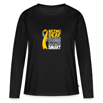 Sourd Sourd Sourd Langue des signes - T-shirt manches longues Premium bio Femme - noir - Devant - Julia (174cm)