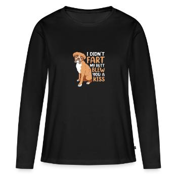 Chien Boxer - T-shirt manches longues Premium bio Femme - noir - Devant - Julia (174cm)