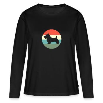 Terrier écossais - T-shirt manches longues Premium bio Femme - noir - Devant - Julia (174cm)