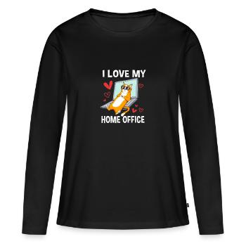 Remote Homeoffice - Frauen Premium Bio Langarmshirt - Schwarz - Vorne - Julia (174cm)
