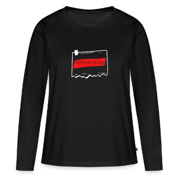 dots on red background - Women's Premium Organic Long Sleeve Shirt - black - Front - Julia (174cm)
