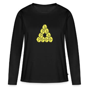 Optical illusion - Impossible figure - T-shirt manches longues Premium bio Femme - noir - Devant - Julia (174cm)