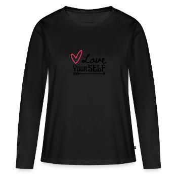 Love your self - T-shirt manches longues Premium bio Femme - noir - Devant - Julia (174cm)