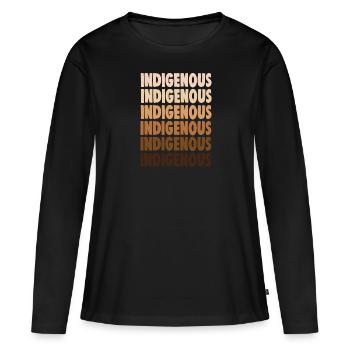 INDIGÈNE - T-shirt manches longues Premium bio Femme - noir - Devant - Julia (174cm)