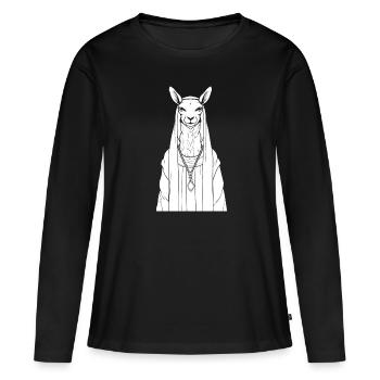 Lama chrétien chrétien - T-shirt manches longues Premium bio Femme - noir - Devant - Julia (174cm)
