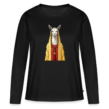 Lama chrétien chrétien - T-shirt manches longues Premium bio Femme - noir - Devant - Julia (174cm)