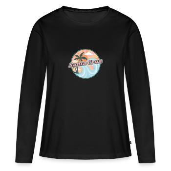 Santa Cruz Californie 70s 80s Coucher de soleil - T-shirt manches longues Premium bio Femme - noir - Devant - Julia (174cm)