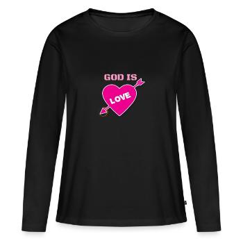Gott ist Liebe Gott ist Liebe christliche Solidarität - Frauen Premium Bio Langarmshirt - Schwarz - Vorne - Julia (174cm)