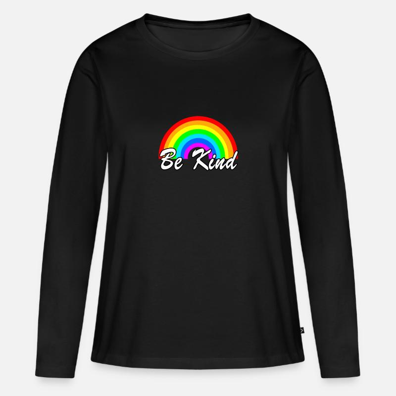 Sei freundlich Autismus-Bewusstsein Regenbogen Wähle Freundlichkeit - Frauen Premium Bio Langarmshirt - Schwarz