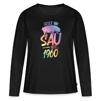 1960 Geile Sau - Frauen Premium Bio Langarmshirt - Schwarz - Vorne - Julia (174cm)