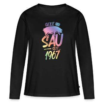 1967 Geile Sau - Frauen Premium Bio Langarmshirt - Schwarz - Vorne - Julia (174cm)