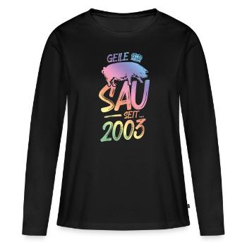 2003 Geile Sau - Frauen Premium Bio Langarmshirt - Schwarz - Vorne - Julia (174cm)