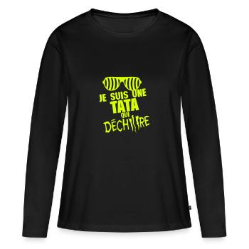 je suis une tata qui dechire lunette - T-shirt manches longues Premium bio Femme - noir - Devant - Julia (174cm)