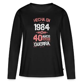 40e anniversaire - Fabriqué en 1984 40 ans de guerre - T-shirt manches longues Premium bio Femme - noir - Devant - Julia (174cm)