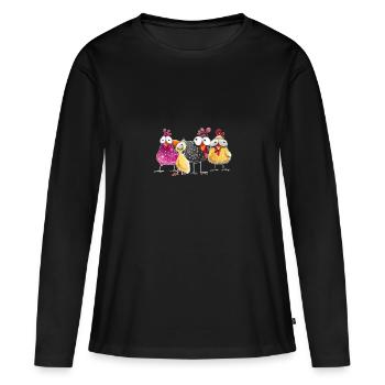 verrückter Hühner Haufen und Kücken - Frauen Premium Bio Langarmshirt - Schwarz - Vorne - Julia (174cm)