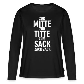 au milieu à la branlette au sac zack zack - T-shirt manches longues Premium bio Femme - noir - Devant - Julia (174cm)