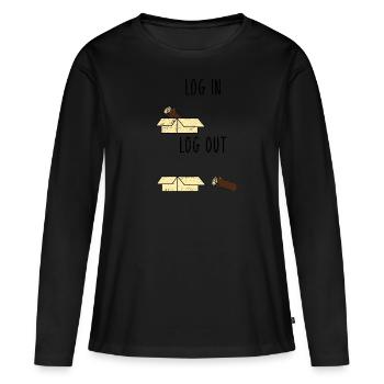 Computer Science Joke Log In Log Out Nerd Office Gift - Women's Premium Organic Long Sleeve Shirt - black - Front - Julia (174cm)