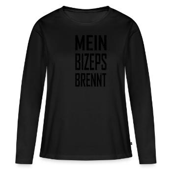 Mon biceps brûle - T-shirt manches longues Premium bio Femme - noir - Devant - Julia (174cm)