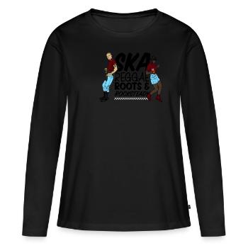 Trojaner Skinhead-Reggae-Druck - Ska, Roots & - Frauen Premium Bio Langarmshirt - Schwarz - Vorne - Julia (174cm)