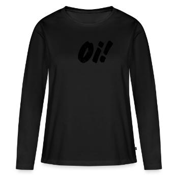 Oi! Skinhead imprimé pour Punks & Skins - T-shirt manches longues Premium bio Femme - noir - Devant - Julia (174cm)