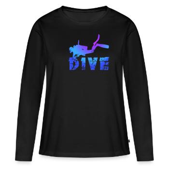 Plongée plongeur - T-shirt manches longues Premium bio Femme - noir - Devant - Julia (174cm)