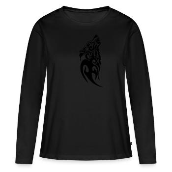 wolf norse viking warrior odin thor barbare black - T-shirt manches longues Premium bio Femme - noir - Devant - Julia (174cm)