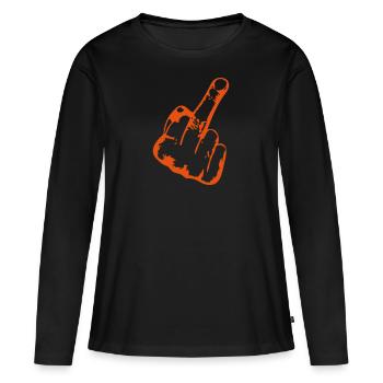 fuck doigt honneur - T-shirt manches longues Premium bio Femme - noir - Devant - Julia (174cm)