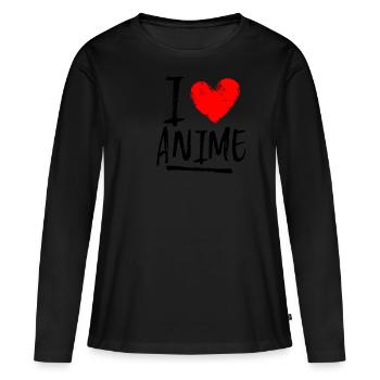 I love anime - T-shirt manches longues Premium bio Femme - noir - Devant - Julia (174cm)